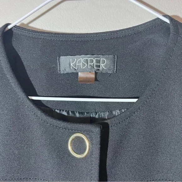 KOSPER blazer jacket black top snap front stretch lined casual work size 6 - Picture 6 of 6
